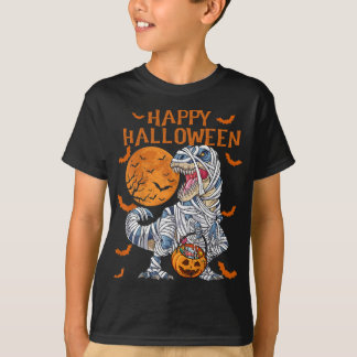 Happy halloween Retro Dinosaur Pumpkin Mummy T Shirt