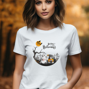 Happy halloween Retro Gnomes i kyrkogården T Shirt