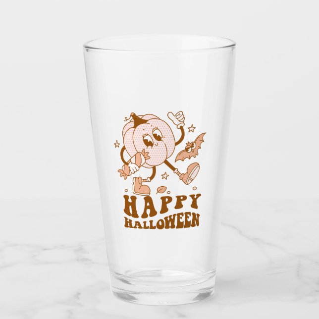 Happy halloween| Retro Polka Dot Pumpkin Glaskopp (Framsida)