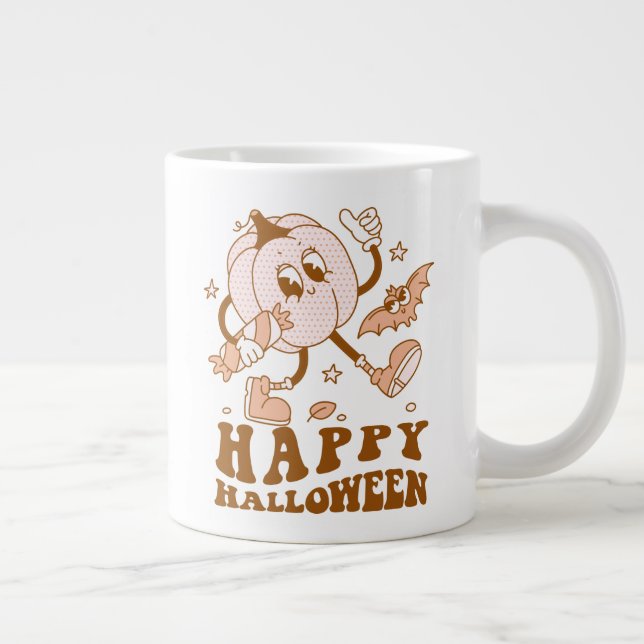 Happy halloween| Retro Polka Dot Pumpkin Jumbo Mugg (Höger)