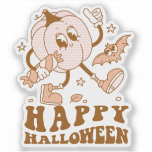 Happy halloween Retro Polka Dot Pumpkin Klistermärken