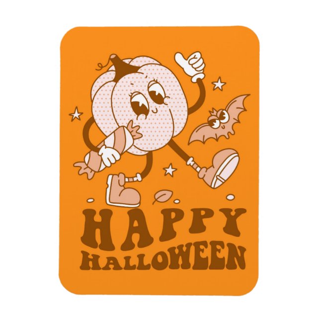 Happy halloween| Retro Polka Dot Pumpkin Magnet (Vertikal)