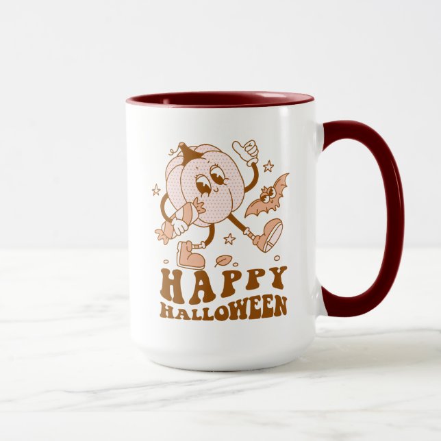 Happy halloween| Retro Polka Dot Pumpkin Mugg (Höger)