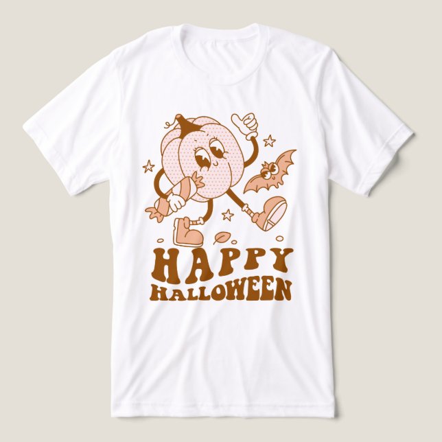 Happy halloween| Retro Polka Dot Pumpkin T Shirt (Design Framsida)