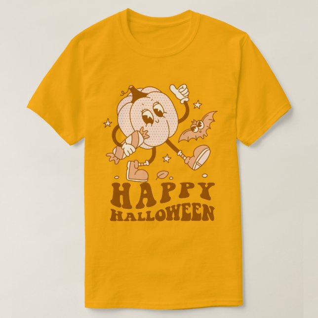 Happy halloween| Retro Polka Dot Pumpkin T Shirt (Design framsida)