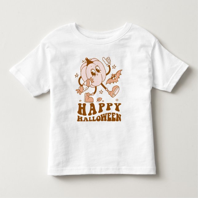 Happy halloween| Retro Polka Dot Pumpkin T Shirt (Framsida)