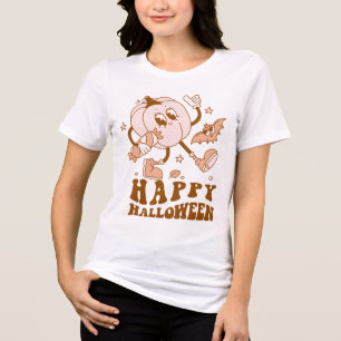 Happy halloween  Retro Polka Dot Pumpkin T Shirt