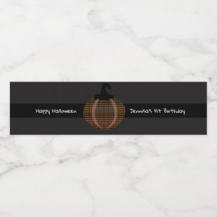 Happy halloween Retro Pumpkin 1:a födelsedagen Vattenflaskor Etikett