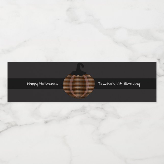Happy halloween Retro Pumpkin 1:a födelsedagen Vattenflaskor Etikett (Singel etikett)