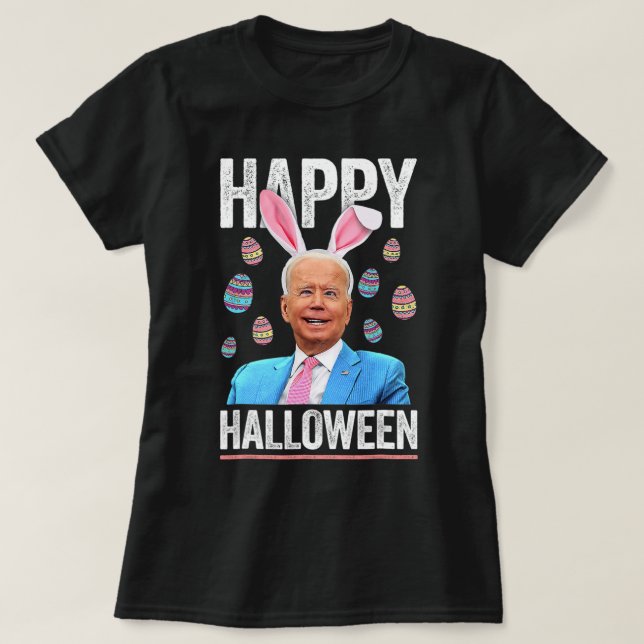 Happy halloween Roligt Biden Bunny Eggs för Hallow T Shirt (Design framsida)