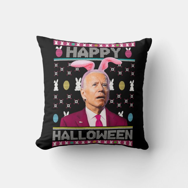Happy halloween Roligt Bunny Joe Biden Confused Ea Kudde (Framsida)