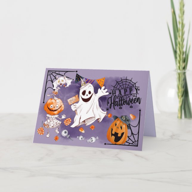 Happy halloween. Roligt Ghost, Jack O'Lantern Kort (Framsida)