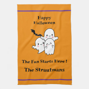 Happy halloween Roligt PERSONALIZE Ghost Fladdermu Kökshandduk