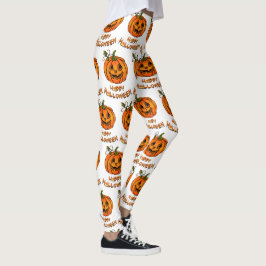 Happy halloween, roligt pumpkin mönster, candy cor leggings