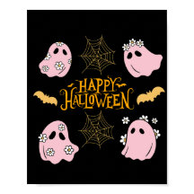 Happy halloween Rosa Spöken Wall Art Art