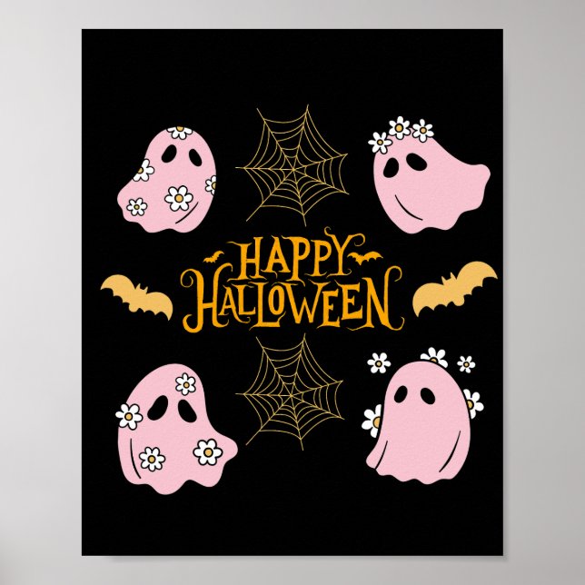 Happy halloween Rosa Spöken Wall Art Art Poster (Framsidan)