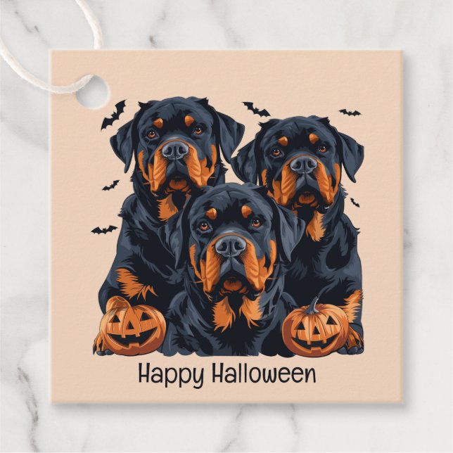 Happy halloween Rottweiler Hundar Jack o lantern Gåvor Etiketter (Framsida)