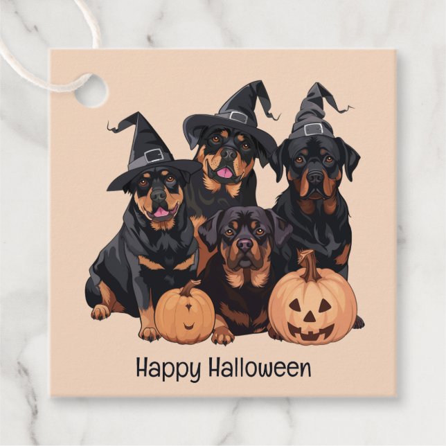 Happy halloween Rottweiler Hundar Jack o lantern Gåvor Etiketter (Framsida)