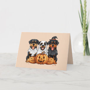 Happy halloween Rottweiler Hundar Jack o lantern Helgkort