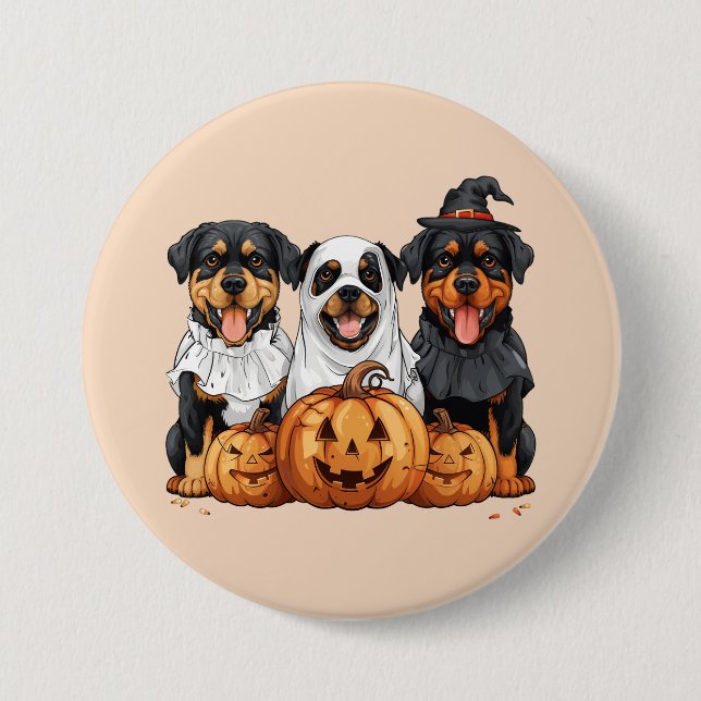Happy halloween Rottweiler Hundar Jack o lantern Knapp (Framsida)