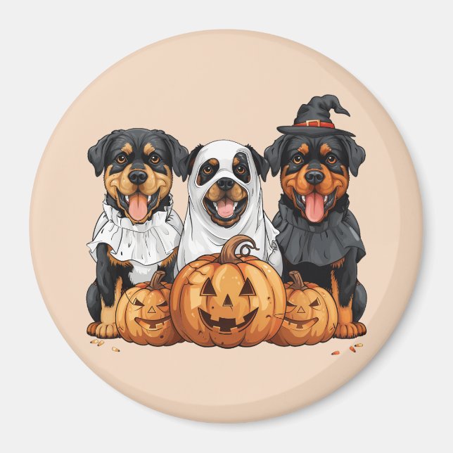 Happy halloween Rottweiler Hundar Jack o lantern Magnet (Framsidan)