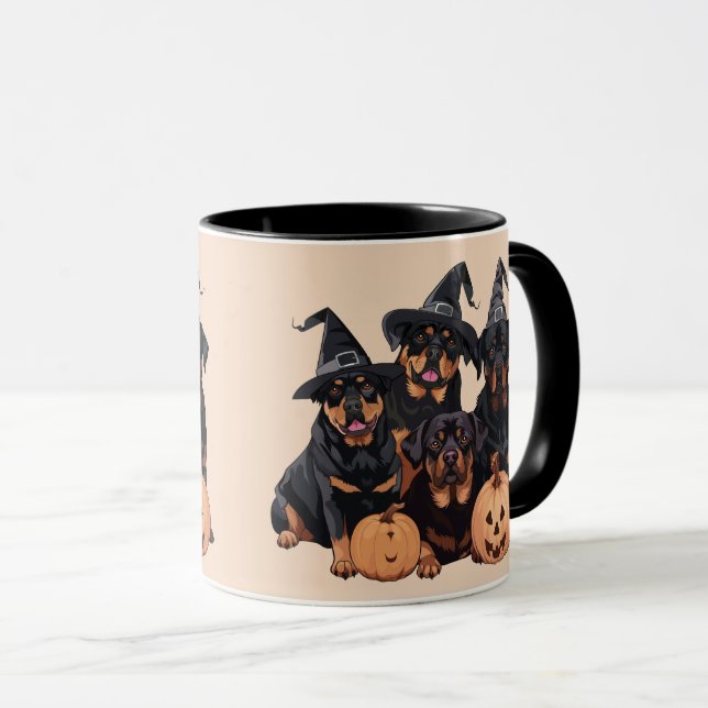 Happy halloween Rottweiler Hundar Jack o lantern Mugg (Framsida höger)
