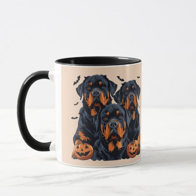 Happy halloween Rottweiler Hundar Jack o lantern Mugg (Vänster)