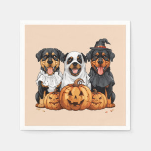 Happy halloween Rottweiler Hundar Jack o lantern Pappersservett
