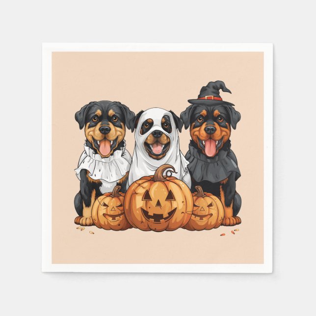Happy halloween Rottweiler Hundar Jack o lantern Pappersservett (Framsidan)