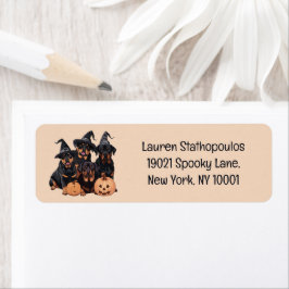 Happy halloween Rottweiler Hundar Jack o lantern Returadress Etikett