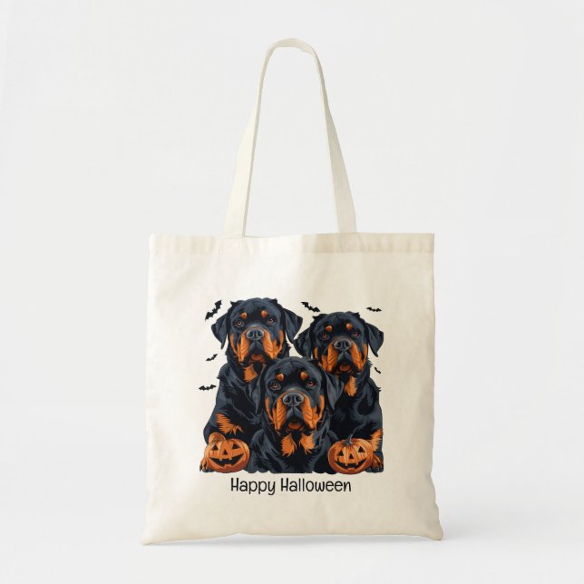 Happy halloween Rottweiler Hundar Jack o lantern Tygkasse (Framsidan)