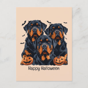 Happy halloween Rottweiler Hundar Jack o lantern Vykort