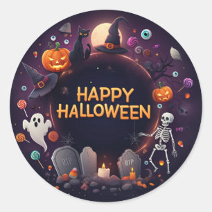 Happy halloween Round Sticker Runt Klistermärke