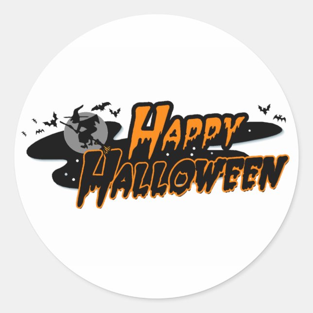 Happy halloween runt klistermärke (Framsida)