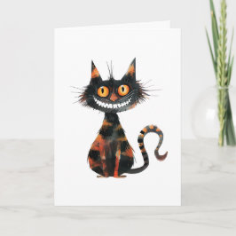 Happy halloween Scary Black Cat Hälsning Kort