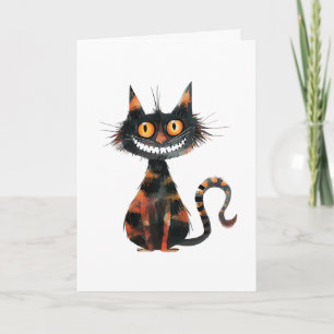 Happy halloween Scary Black Cat Hälsning Kort
