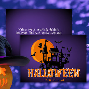 Happy halloween Scary Castle Fladdermus och Måne Kort