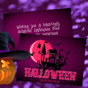 Happy halloween Scary Castle Fladdermus och Måne Kort