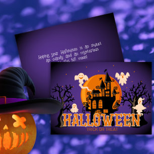 Happy halloween Scary Castle Spöken och Måne Kort