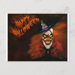 happy halloween Scary Clown Vykort