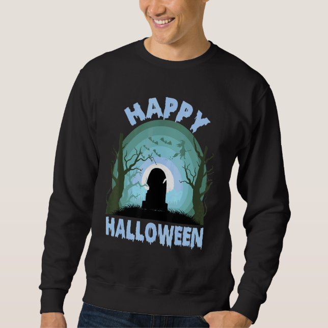 Happy halloween Scary Gravsten Witch Lång Ärmad Tröja (Framsida)