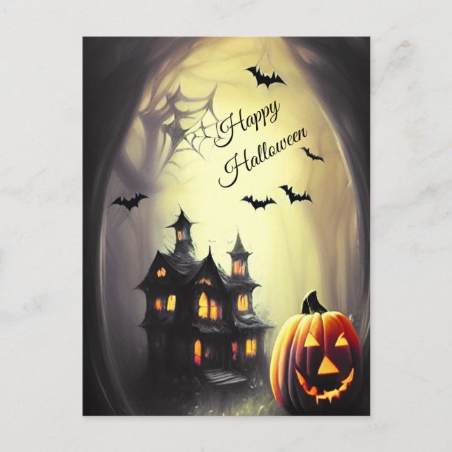 Happy halloween Scary Haunted House Vykort (Framsida)
