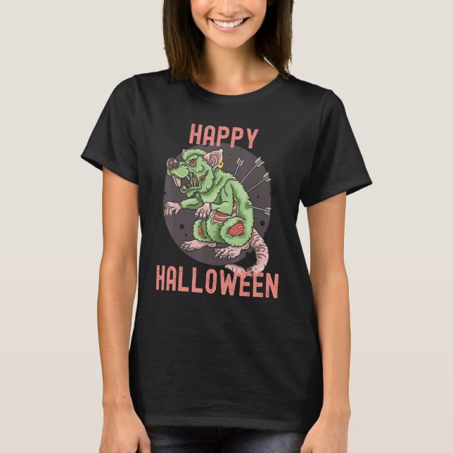 Happy halloween Scary Horror Zombie Råtta Costume T Shirt (Framsida)