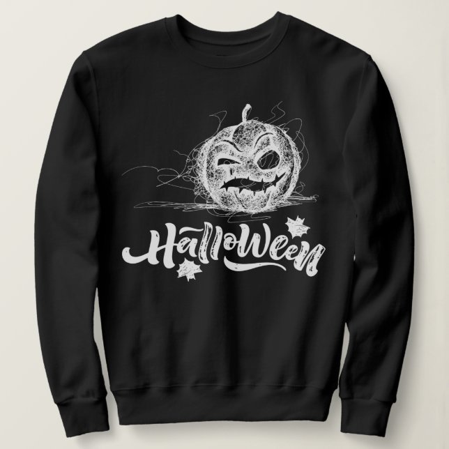 Happy halloween Scary pumpkin Ansikte Sweatshirt T Shirt (Design framsida)