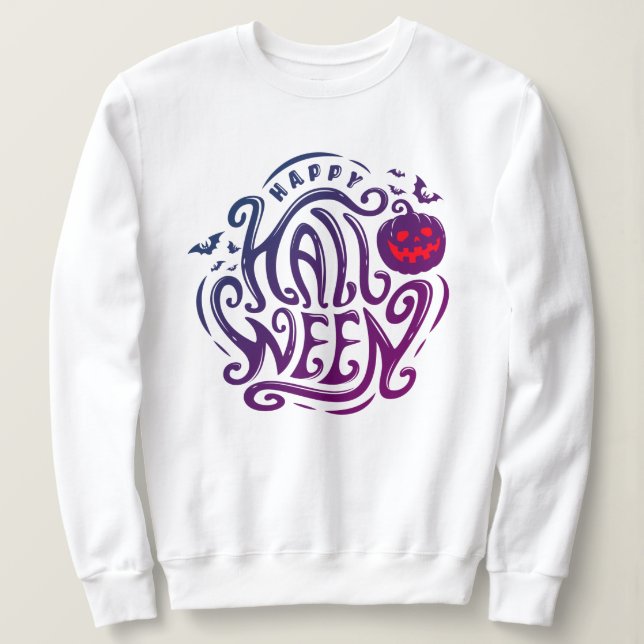 Happy halloween Scary pumpkin Ansikte Sweatshirt T Shirt (Design framsida)