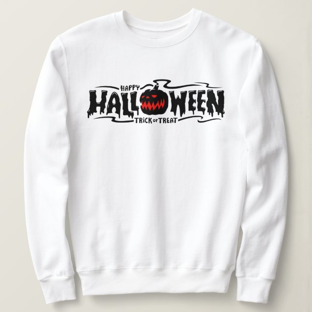 Happy halloween Scary pumpkin Ansikte Sweatshirt T Shirt (Design framsida)