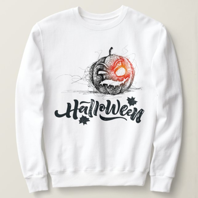 Happy halloween Scary pumpkin Ansikte Sweatshirt T Shirt (Design framsida)