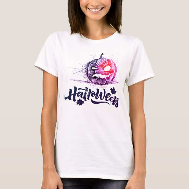 Happy halloween Scary Pumpkin Ansikte T Shirt (Framsida)
