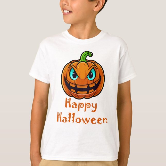 Happy halloween, Scary Pumpkin Ansikte T Shirt (Framsida)