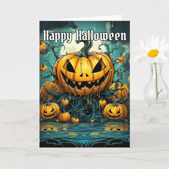 Happy halloween Scary Pumpkin Design Kort (Liten växt)